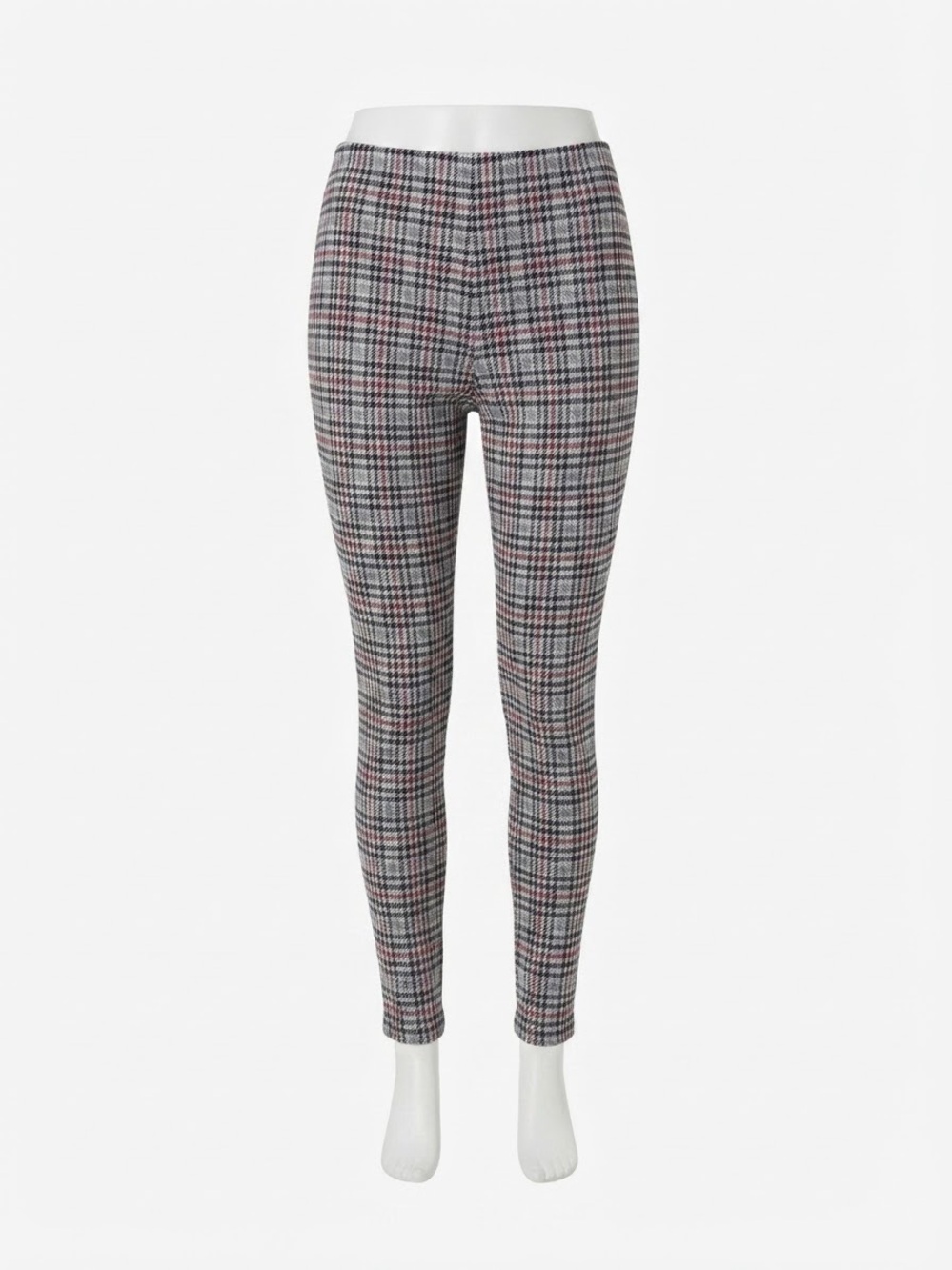 MICHAEL Michael Kors Plaid Pull On Skinny Pants Size M Burgundy Black Stretch